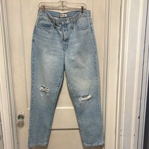 Madewell Classic Straight Jean Light Blue Distressed Denim Brand New 31 x 29